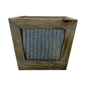 Square Wood with Galvanized Metal Accent Planter Box