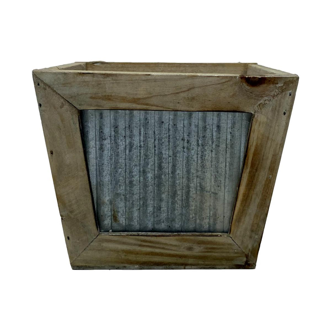 Square Wood with Galvanized Metal Accent Planter Box